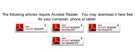 Articles The following articles require Acrobat Reader.  You may download it here free for your computer, phone or tablet.